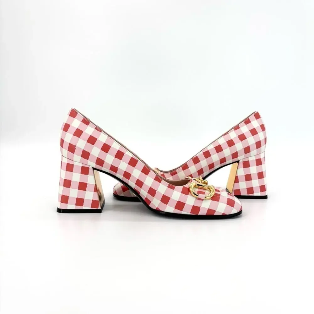 Gucci Baby Horsebit Ken Scott Garden Checkered Platform Heels Pumps 37.5